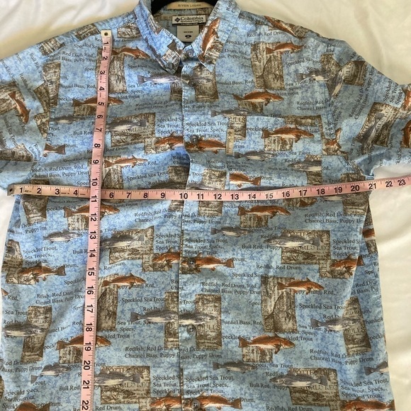 Columbia | River Lodge Fishing Print Shirt M - Picture 7 of 8